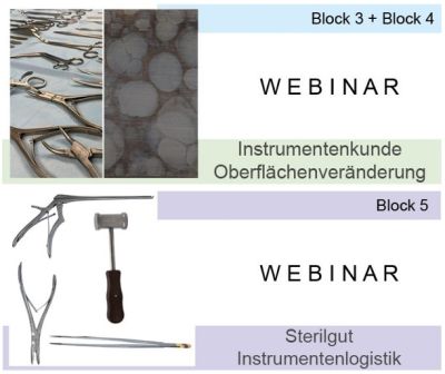 Webinar Sterilgutaufbereitung – Block 3 bis 5 – Instrumentenkunde, Oberflächenveränderungen und Sterilgut-Instrumentenlogistik